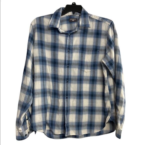 DOCKERS,Men’s Blue&white plaid shirt, Sz Large,Long Sleeve, Lumberjack Style - Picture 1 of 7